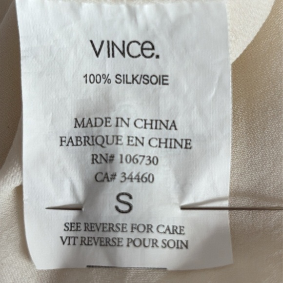 Vince 100% Silk Dolman Short Sleeve Blouse in Ivory - Size Small - Picture 5 of 6